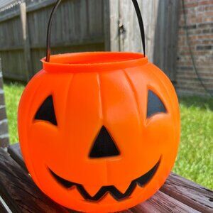 Vintage 1980 Pumpkin Candy Pail